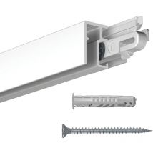Cimaise Mini-Click Rail R10 200cm + clips de fixation + vis & chevilles multimatériaux - Cimaise Tableau Newly Blanc