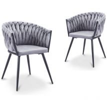 Deco In Paris - cindy - Lot de 2 chaises wave en velours gris cindy