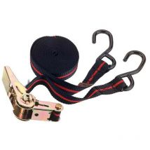 Cinghia di ancoraggio a cricchetto - Set di tensionamento per fettuccia in polipropilene 25 mm x 5 m - con tenditore a cricchetto e 2 ganci