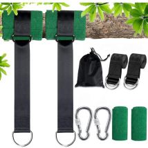 Cinghia per amaca da esterno, Cinghia per altalena per alberi, Attacco per altalena per amaca per alberi 2 x 150 cm con anello a d - Due moschettoni
