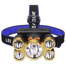 Cinq phares 5 phares à lumière forte en plastique à tête led phares d'avion de camping d'alpinisme de charge lampes de pêche montées sur la tête en