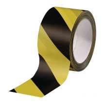 IKS - Cinta de señalización de advertencia pvc negra / amarilla L.66m W.60mm Rl.