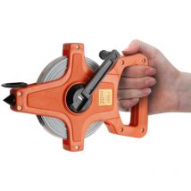 Cinta métrica plegable de fibra de vidrio transparente de 30 m, resistente al agua y al óxido, color naranja y rojo