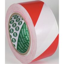 IKS - Cinta para señalización de suelo F33 pvc rojo / blanco L.33m An.50mm Rl.