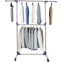 Yongqing - Portant à Vêtements Double Barre Penderie sur Roulettes chrome Barre Extensible 85-145×52×160cm