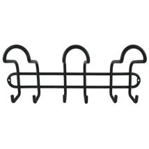 Cintre en acier inoxydable – 3 crochets triples noirs – Patère – Inofix
