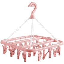Cintre de séchage de vêtements avec 32 pinces et égouttoir pliable, support de suspension multifonctionnel coupe-vent pour chaussettes