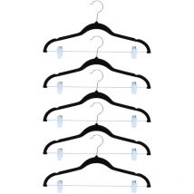 Cintre simple 5 pièces Cintre antidérapant Cintre pratique simple en tissu avec clip pour manteau pantalon robe (noir)