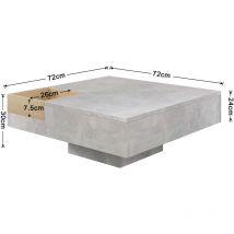 Table basse table d'appoint de salon avec boîte de rangement amovible, gris béton et couleur bois, 72x72x30 cm. L&H