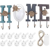 Cintres en bois pour lettres en forme de maison, blocs décoratifs muraux suspendus avec bande lumineuse
