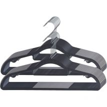 20 cintres en plastique avec design antidérapant, cintres à faible encombrement, porte-manteaux avec rail pour pantalons ou jupes, noir.
