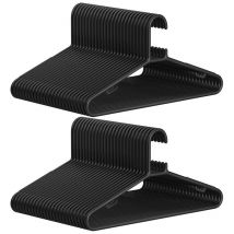 Songmics - Cintres en Plastique, Lot de 50, Cintres Gain de Place, Légers, pour Pantalons, Manteaux, Robes, Noir