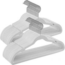 Cintres en Velours, Lot de 50, Antiglisse, avec Encoches, Barre pour Pantalons, Crochet Pivotant à 360°, Gain de place, Épaisseur 0,6 cm, Longueur de