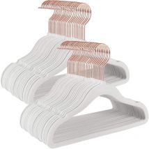 Cintres en Velours pour Enfants, Lot de 50, avec Crochets Rose Gold, antiglisse, modèle Enfant, pour Jupes, Robes, Pantalons, T-Shirts, Blanc
