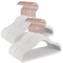 Lot de 50 cintres enfants en velours avec crochets rose gold antiglisse modèle enfant pour jupes robes pantalons t-shirts blanc