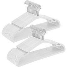 Cintres, Lot de 50, Cintres en Plastique, avec Larges Encoches aux épaules, Barre à Pantalons, Crochet Pivotant à 360°, Gain de Place, 41,6 x 21,4
