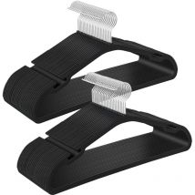 Cintres, Lot de 50, Cintres en Plastique, avec Larges Encoches aux épaules, Barre à Pantalons, Crochet Pivotant à 360°, Gain de Place, 41,6 x 21,4