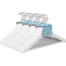 Songmics - Cintres pour enfant en Bois, Lot de 20, avec Encoches et Barre, Antiglisse, avec encoches pivotantes à 360°, Longueur 35 cm, Blanc