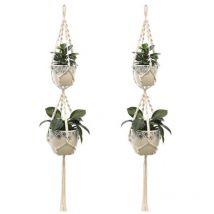 Cintres pour plantes en macramé, 2 pièces, panier de jardinière suspendu d'intérieur et d'extérieur, corde en coton, sac en filet pour pot de fleur