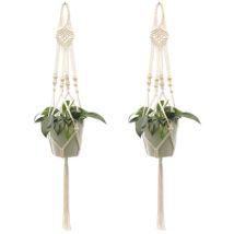 Yzmrbdqc - Cintres pour plantes en macramé, 2 pièces, panier de jardinière suspendu d'intérieur et d'extérieur, corde en coton, sac en filet pour pot