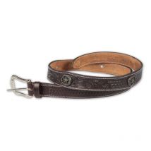 Tecno - Cintura equitazione da uomo concho antique in cuoio: 112 cm, Marrone