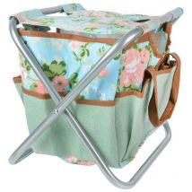 Ac-deco - Sgabello Attrezzi da Giardino Stampa con Rose Esschert Design