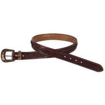 Cintura western unisex con lavorazione basket e fibbia in rame zincato: 32", Marrone scuro
