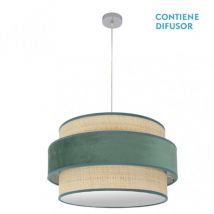 Ciondolo Kings 3xe27 Cromo/verde-naturale Regx60x60 Cm