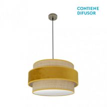 Ciondolo Reyes 2xe27 Cuoio/tuorlo naturale Regx50x50 Cm