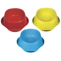 Ciotole Maya con gommini antiscivolo – Ø11,5 × H5,5 cm – Plastica atossica PVC – Colori assortiti: blu, giallo, rosso