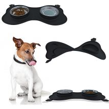 Ciotole Per Cani Gatti 3 In 1 Doppia Ciotola In Acciaio Inox Cibo Croccantini Alimentazione Acqua Tappetino In Silicone Sottociotola Antiribaltamento