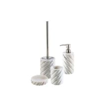 Set Accessori Da Appoggio in Marmo Calacatta – Dispenser Sapone, Bicchiere Portaspazzolini, Porta Sapone – CIPI