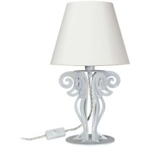 Arti E Mestieri - Circeo Tischlampe Ø24x40 cm Marmorweißer Eisensockel und elfenbeinfarbener Stofflampenschirm Hergestellt in Italien E27-Fassung