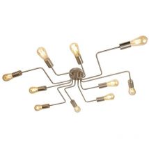 Circuit 10 Light Flush Ceiling Light Satin Silver, E27 - Searchlight