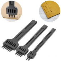 Owsoo - Ciseau à 2/4/6 dents en acier, bricolage couture cuir artisanat outil de perçage de trous à main 4mm 3 pièces