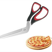 Ciseaux à Pizza, Ciseaux de Cuisine Multifonctionnels, Acier inoxydable, 27 cm, Noir Rouge