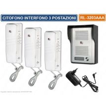RL - citofono interfono da parete 3 postazioni da interno intercomunicanti con modulo esterno