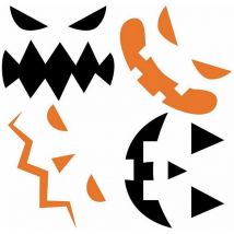 Stickers Muraux Halloween Visages de Citrouilles Phosphorescent - Noir