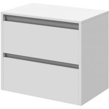 City - Gloss White 600mm Wall Mounted Vanity Unit for Countertop Basins with 2 Drawers