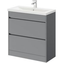 City Gloss Grey 800mm Floor Standing 2 Drawer Vanity Unit and Basin with 1 Tap Hole