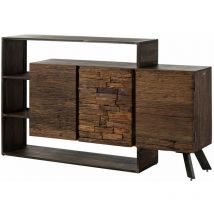 Massivmoebel24 - Credenza in legno di acacia / legno riciclato 175x40x100 laccato marrone sevilla 05