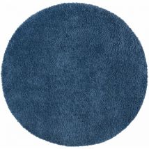 Tapis Rond à Poils Longs doux softy, Tapis de Salon, Chambre, Couloir (Bleu marine - 120x120cm)