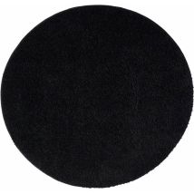 Tapis Rond À Poils Longs Doux Softy, Tapis De Salon, Chambre, Couloir (noir Anthracite - 160x160cm)