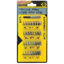 C.k Tools - c.k T4520 Jeu d'embouts 33 pièces vis Pozidriv, vis à fente, cruciforme Phillips, 6 pans intérieurs (tx), 6 pans intéri