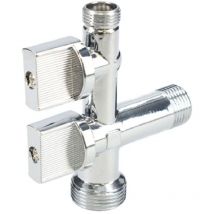 Fontastock - FSKFAB103 Equerre simple pour la régulation de l'eau 1/2'-3/8'-3/4' avec 2 sorties, pour réservoir de chasse d'eau, lavabo, bidet ou