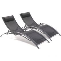 Dcb Garden - Cl76 - Lot De 2 Bains De Soleil En Aluminium Et Toile Plastifiéee
