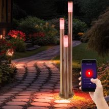 Clairage de chemin extérieur en acier inoxydable lampe d'extérieur lampadaire jardin lumière aspect bois, acier inoxydable, contrôle d'application,