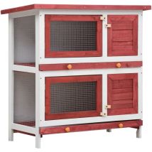 Design In - Clapier d'extérieur 4 portes Rouge Bois CFW55742