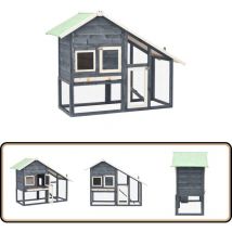 Clapier Gris et blanc 140x63x120 cm Bois de sapin massif - Clapier Lapin - Cage Lapin - Habitat Lapin - Hutch Lapin - Animal Domestique