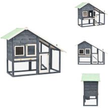 Clapier Gris et blanc 140x63x120 cm Bois de sapin massif - Clapier Lapin - Cage Lapin - Habitat Lapin - Hutch Lapin - Animal Domestique